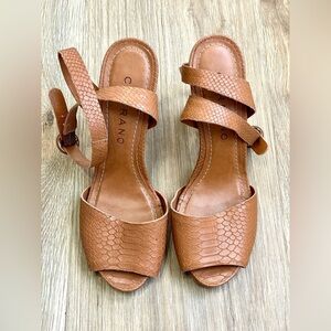 Carrano Rare beautiful Chunky Brown Scale Printed Heels Size 7 EUC